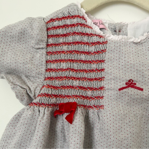 Vintage 80s Button Up Grey and Red Party Dress • Size 2T - Picture 2 of 3